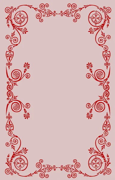 Red floral frame on pink — Stock Vector