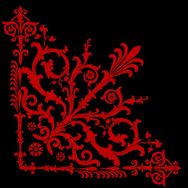 Red on black corner pattern — Stock Vector