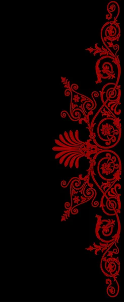 Rood op zwart gekrulde streep — Stockvector