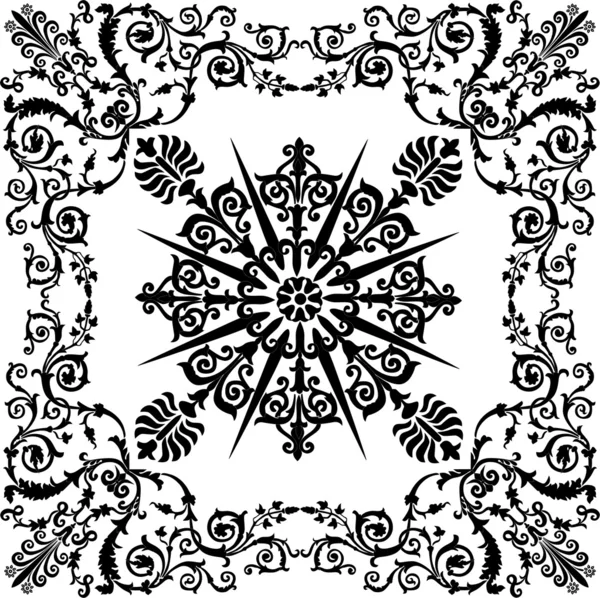 Черный скрученный симметричный традиционный орнамент — стоковый вектор