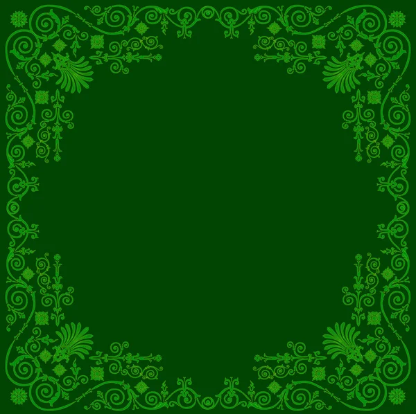 Square green floral frame — Stock Vector