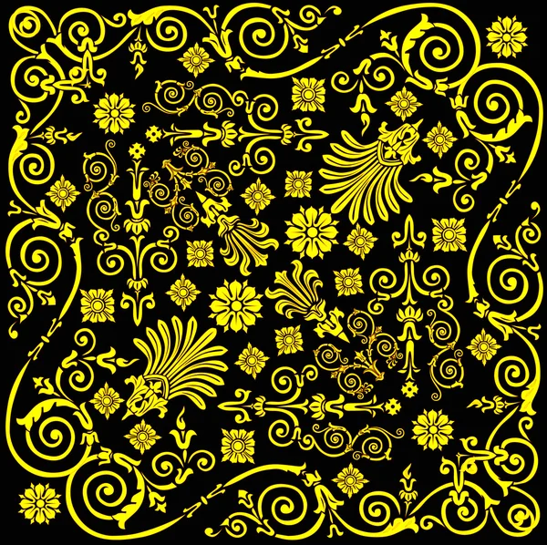Yellow on black curl background — Stock Vector