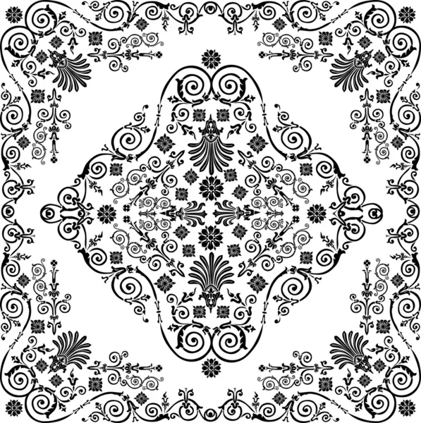 Curled symmetric black traditional ornament — Stock Vector