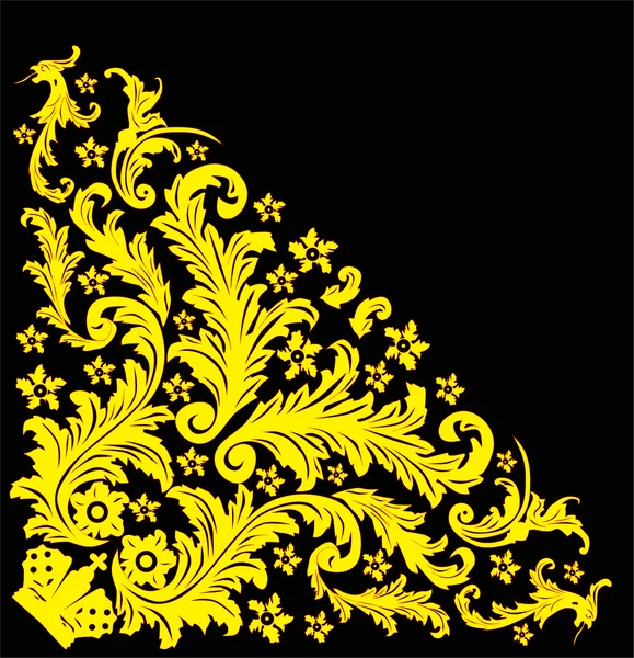 Yellow corner design on black — Stock Vector