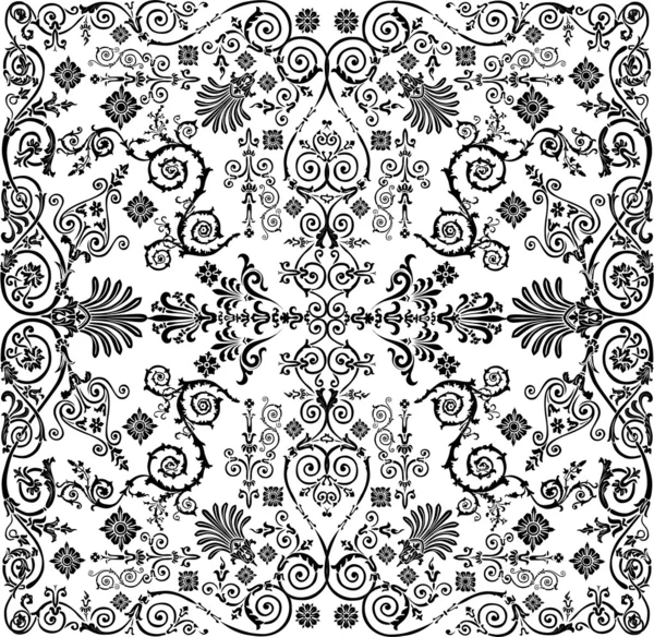 Symmetrische zwarte traditionele vierkante patroon — Stockvector