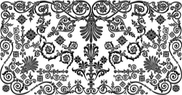 Rayure décorée grise et noire — Image vectorielle