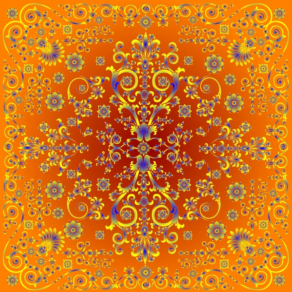 Oranžové a modré květinové pozadí — Stockový vektor