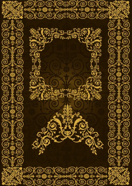 Cadre doré à deux composants sur brun — Image vectorielle