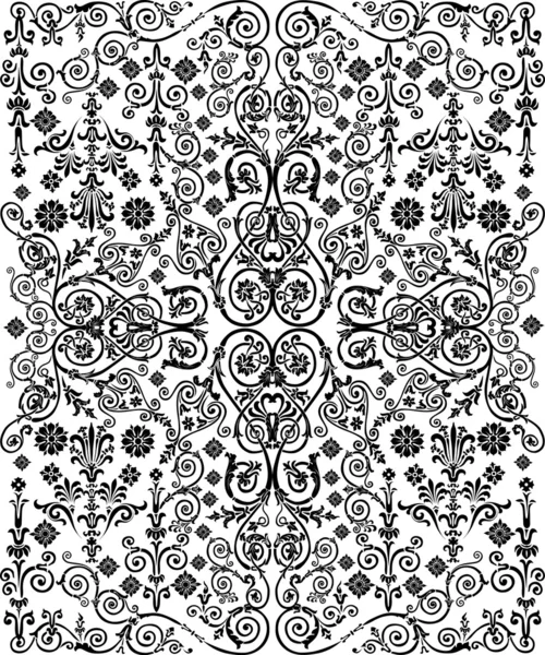 Patrón rizado tradicional negro simétrico — Archivo Imágenes Vectoriales