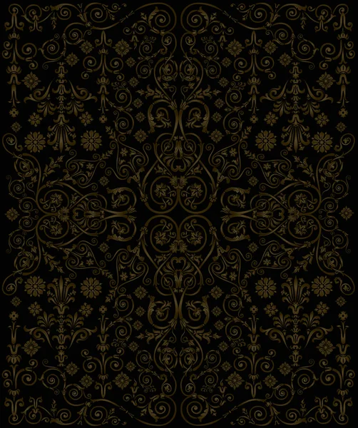 Decoratie met bruin krullen op zwart — Stok Vektör