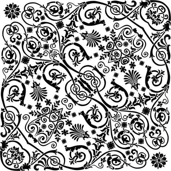 Negro abstracto tradicional rizado patrón — Archivo Imágenes Vectoriales