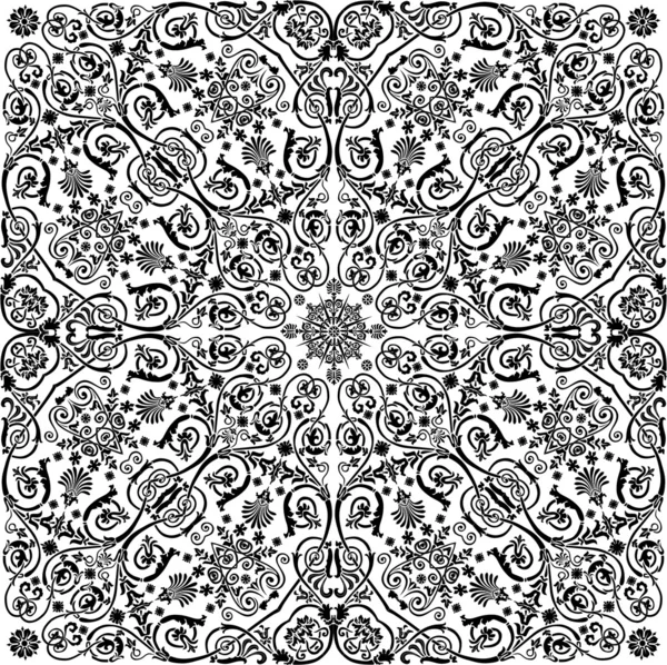 Ornement bouclé noir traditionnel symétrique — Image vectorielle