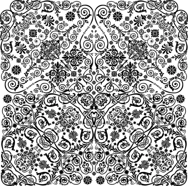 Motif bouclé noir traditionnel symétrique — Image vectorielle