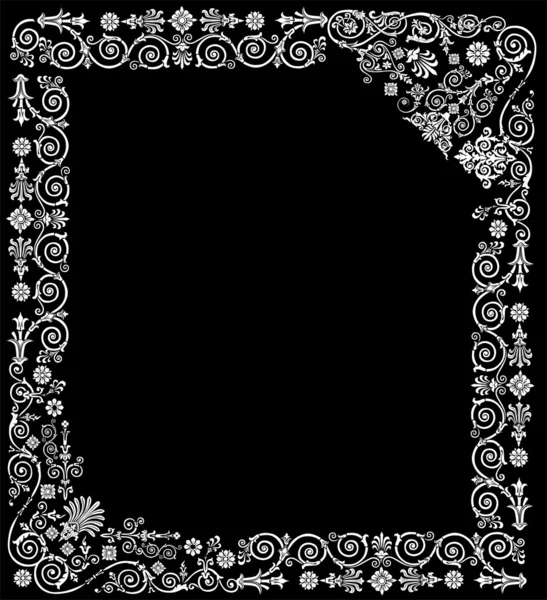 Біла абстрактна прикрашена рамка з завитками — стоковий вектор