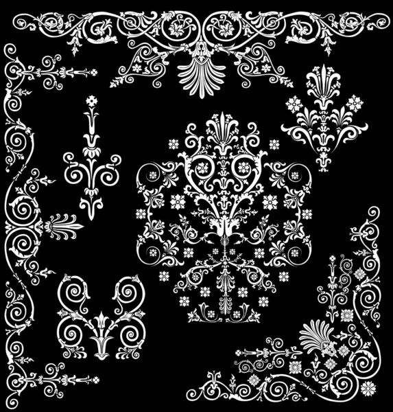 White silhouettes of design ornaments — Stock Vector