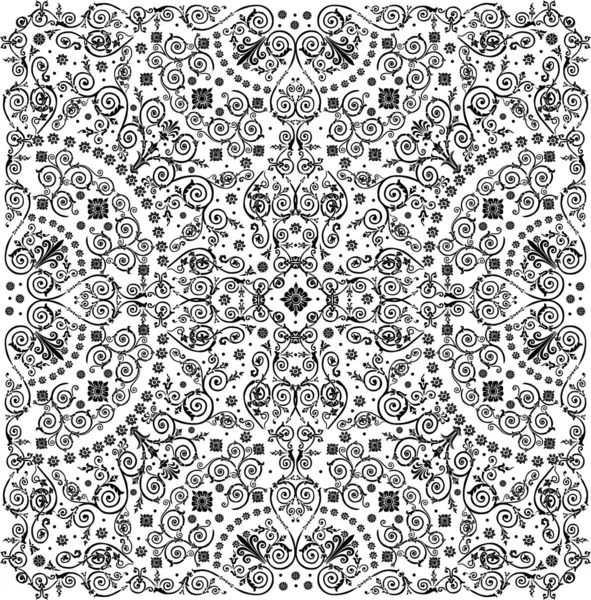 Schwarzes quadratisches symmetrisches gewelltes Ornament — Stockvektor