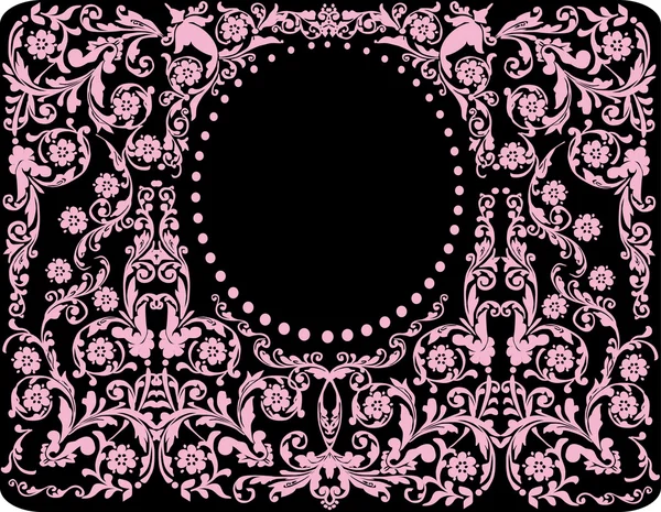 Floral pink oval frame — Stock Vector