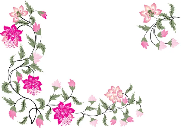 Růžové a zelené květinové rohy — Stockový vektor