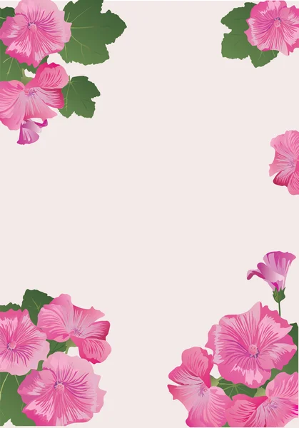 Ροζ φόντο με μεγάλα λουλούδια — Διανυσματικό Αρχείο