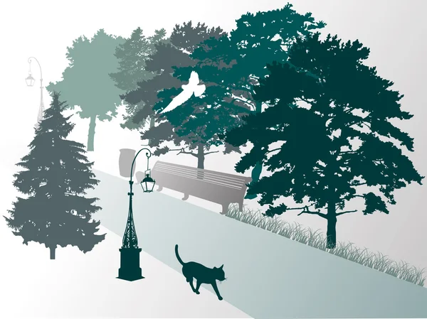 Пішохідна кішка в парку — стоковий вектор