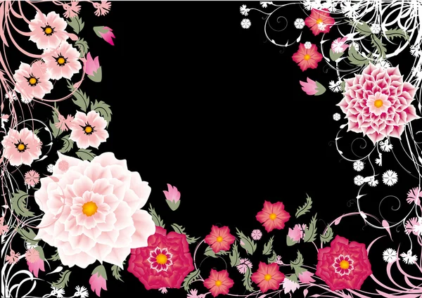 Design med vackra rosa blommor — Stock vektor