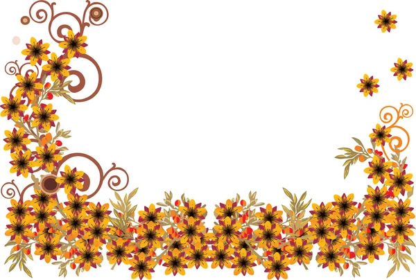 Маленькі жовті квіти напіврамка — стоковий вектор