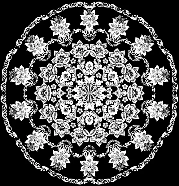 圆形设计，白色的花 — 图库矢量图片