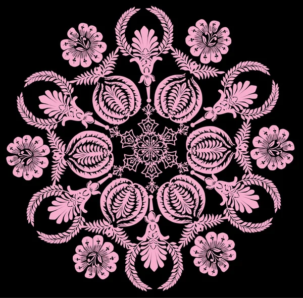 Yuvarlak şekil Pembe çiçek tasarım — Stok Vektör