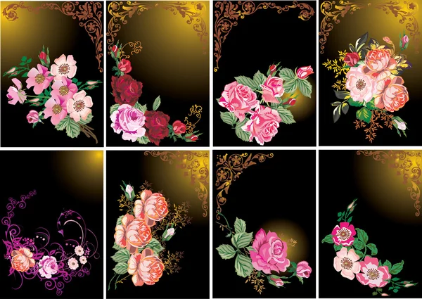 帧集合中的玫瑰 — 图库矢量图片