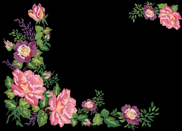 バラの花束とコーナー — ストックベクタ