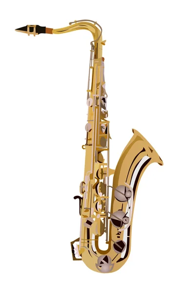 Ilustración con saxofón dorado — Vector de stock