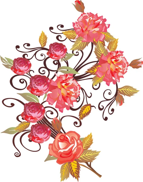 Neuf rose rouge décoration — Image vectorielle