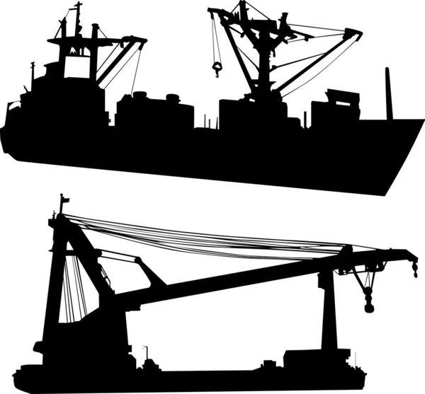 Иллюстрация двух промышленных судов — стоковый вектор