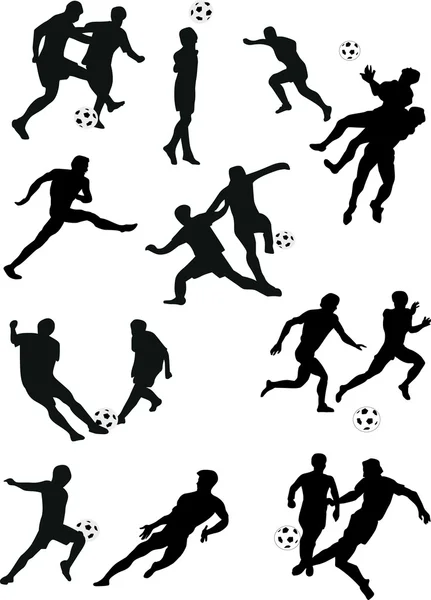 Siluetas de futbolista — Archivo Imágenes Vectoriales