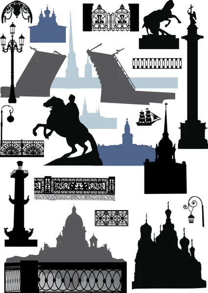 Saint-Petersburg silhouettes collection — Stock Vector
