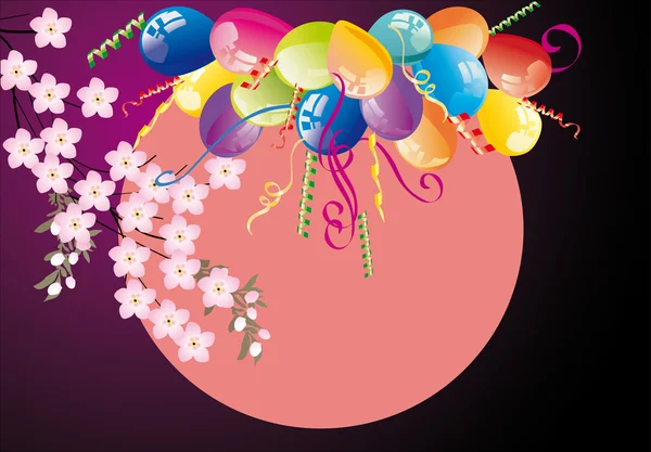 Ballons et branche d'arbre de printemps — Image vectorielle