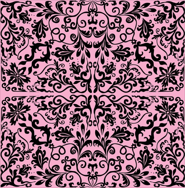 Abstract square black pattern on pink — Stock Vector