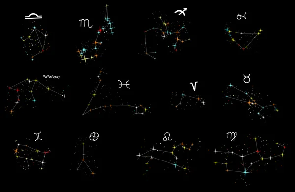 Zodiakens stjärnbilder samling — Stock vektor