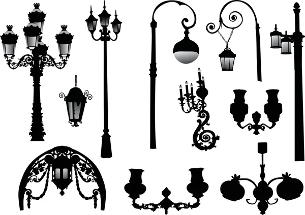 Decorative street lamps — Stock Vector
