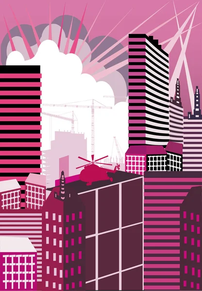 Composição da cidade rosa — Vetor de Stock