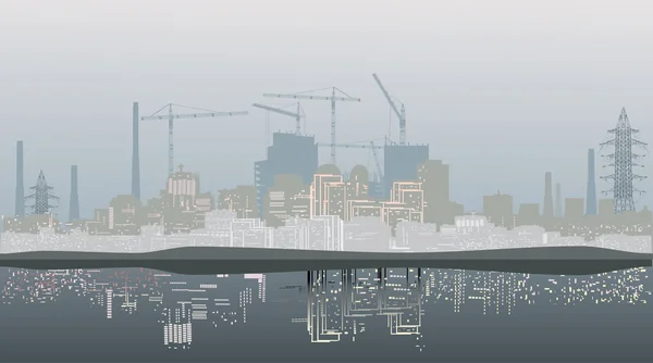 Matin ville avec réflexion — Image vectorielle