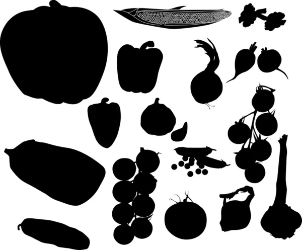 Conjunto de siluetas vegetales — Archivo Imágenes Vectoriales