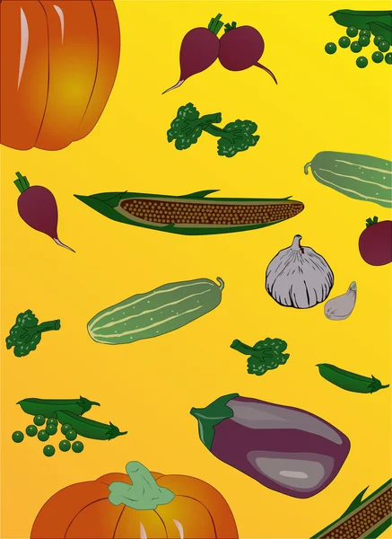 Diferentes verduras color fondo — Archivo Imágenes Vectoriales