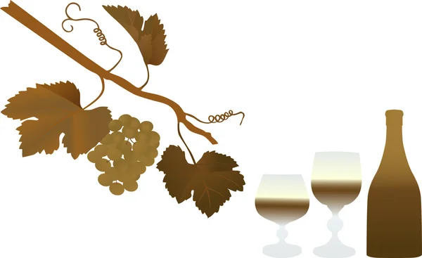棕色葡萄和葡萄藤 — 图库矢量图片