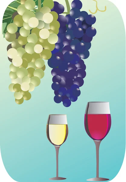 Vitt och rött vin på blå — Stock vektor