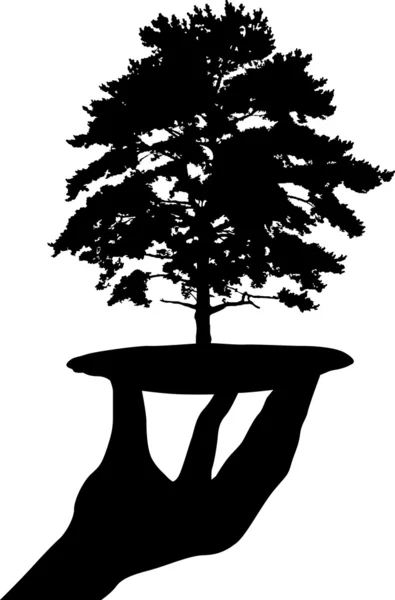 人間の手とツリーの図 — ストックベクタ