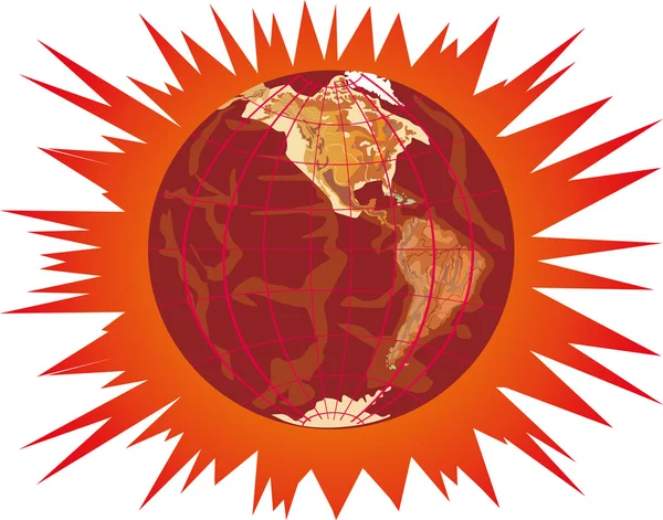 赤い色の地球の図 — ストックベクタ