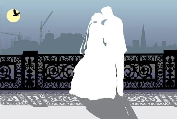Couple dans la ville de nuit — Image vectorielle