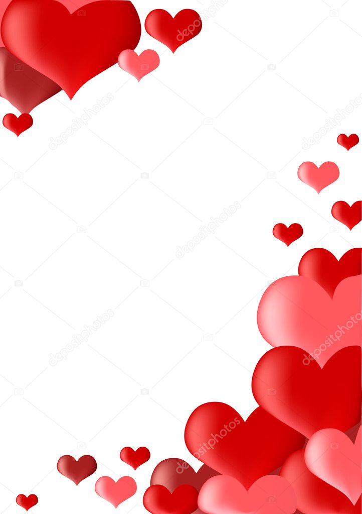 red hearts frame isolated on white