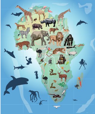 wild animals in Africa illustration clipart